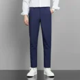 thumbnail image 3 of Pantalones azules para hombre, trajes de sastrería social de negocios para hombre, pantalones rectos, ropa de trabajo, estilo vintage, verano 2024, alta calidad, elegante, 3 of 5
