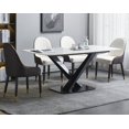 thumbnail image 7 of Modern Sintered Stone Dinning Table With 6 pcs Chairs Carrara white color 63inch With Solid Black Frame, 7 of 7