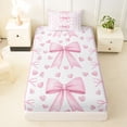 thumbnail image 3 of Erosebridal Teens Cute Love Heart Bowtie Twin Sheet Sets 3pcs,Girls Kids Geometric Plaid Polka Dots Bedding,Breathable Home Decor, 3 of 5