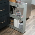 thumbnail image 6 of Simplify 3 Tier Slim Slide Out Plastic Storage Cart in Grey for Laundry Room or Closet, 6 of 10