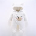 thumbnail image 4 of Lilgiuy Toddler Boys Girls Winter Plush Jumpsuit Cute Bear Ears Solid Color Long Sleeve Thick Warm Onesies Outwear Outfits White (6-12 Months), 4 of 5