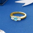 thumbnail image 4 of Gem Stone King 1.00 Ct Round Blue Apatite Sky Blue Aquamarine 18K Yellow Gold Plated Silver Classic 3-Stone Ring for Women (Size 7), 4 of 4