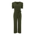 thumbnail image 4 of Hwmodou Women's Jumpsuits Solid Color Spring Summer V Neck Long Sleeve Elegant Trouser Suit Playsuit Jumpsuits For Women, 4 of 6