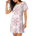 thumbnail image 2 of Easygdp Christmas Snowflakes Camisón de manga corta para mujer, informal, estampado, 2 of 6