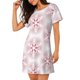 thumbnail image 2 of Fotbe Christmas Snowflakes Bata de Dormir para Mujer con Estampado, Camisón de Algodón de Manga Corta, Ropa de Dormir Casual, 2 of 6