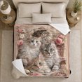 thumbnail image 5 of Victorian Rose Cats Floral Filigree Romantic Vintage Style, Cozy Pet Portrait Pattern, Warm Flannel Blanket for Living Room and Reading Nook, Cat Lovers Friendship Gift, Pet Lover Home Decor, 5 of 9