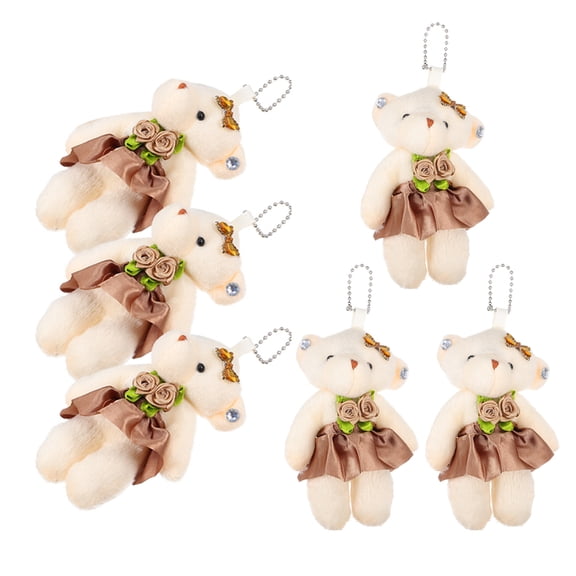 FENGGUIQU Small Light Brown Bear Stuffed Animals Plush Toys Set of 6 Soft Cuddly Gifts for Kids and Toddlers