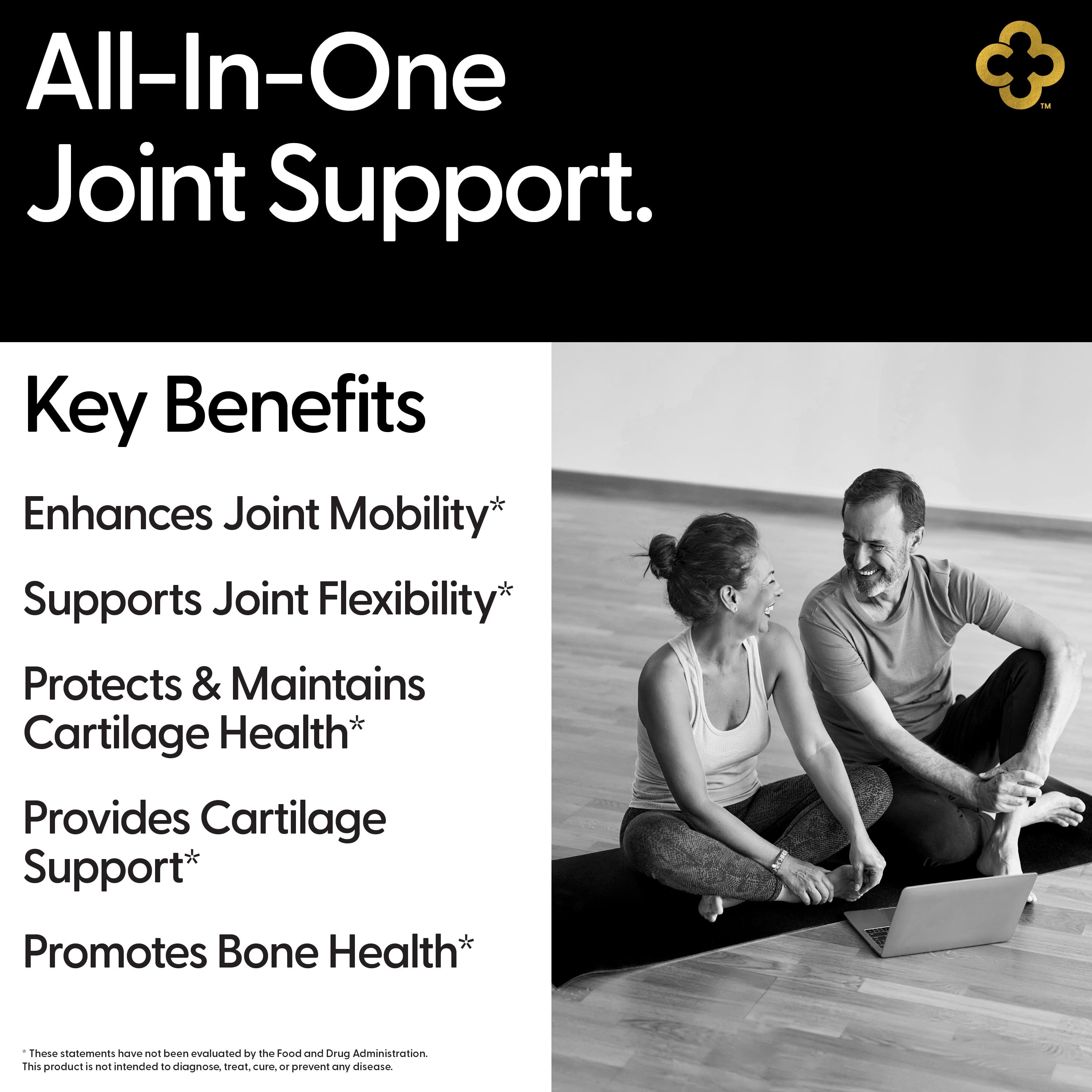 Campio All-in-One Joint Support - Glucosamine 1500mg Chondroitin MSM Turmeric Hyaluronic Acid Boswellia Ginger 90 Capsules
