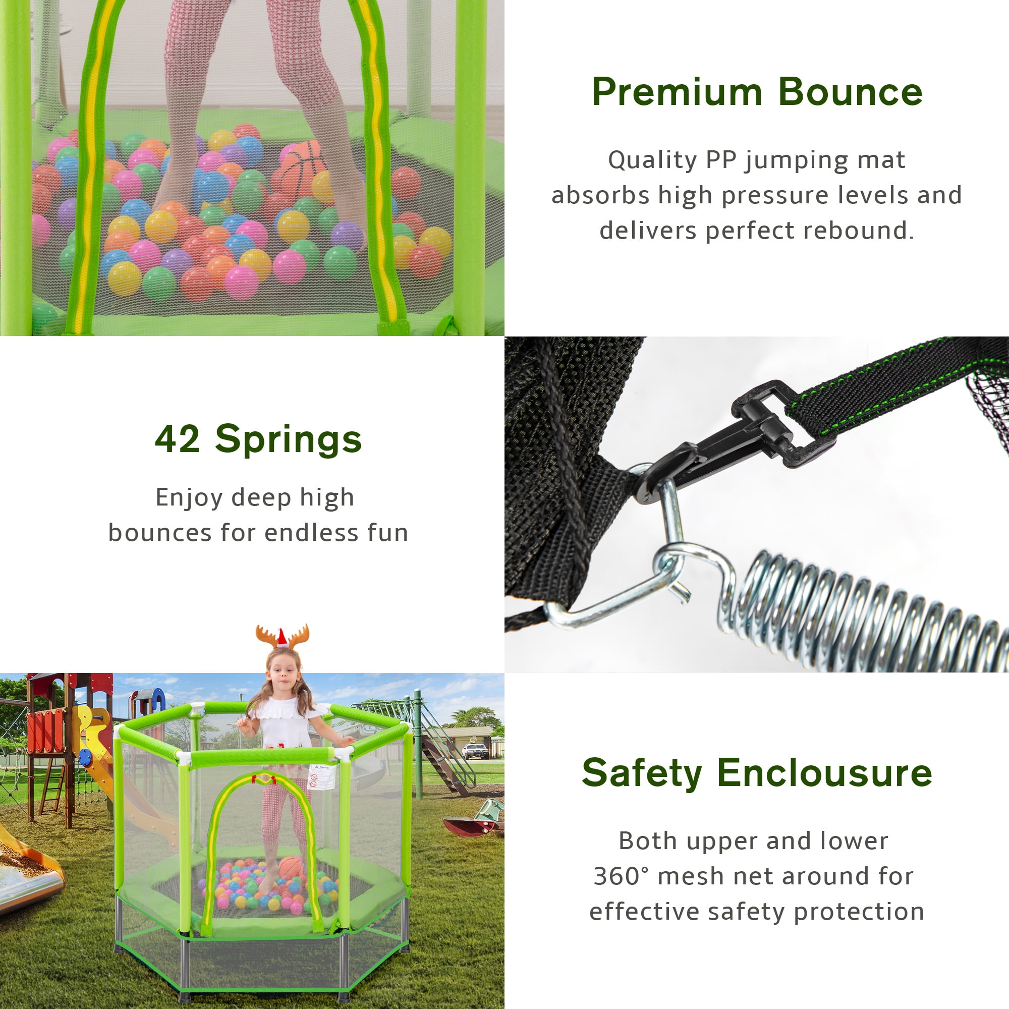 EUROCO 55" Mini Trampoline with Safety Enclosure Net, 4.5FT Indoor & Outdoor Toddler Trampoline with No-Gap Design, Small Trampoline for Kids Easy to Assemble