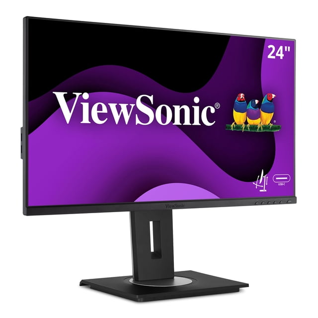 ViewSonic VG2456A Monitor IPS 1080p de 24 pulgadas con USB C de 90 W, acoplamiento integrado, RJ45, ergonomía de inclinación de 40 grados para el hogar y la oficina