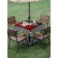 thumbnail image 4 of Outdoor Tablecloths with Umbrella Hole & Zipper, Chef 60x60 Inch Square Tablecloths, Cartoon Cute Watercolor Cooking Red Black Waterproof Table Cloth, Patio/Pool/Picnic Table Covers, 4 of 8