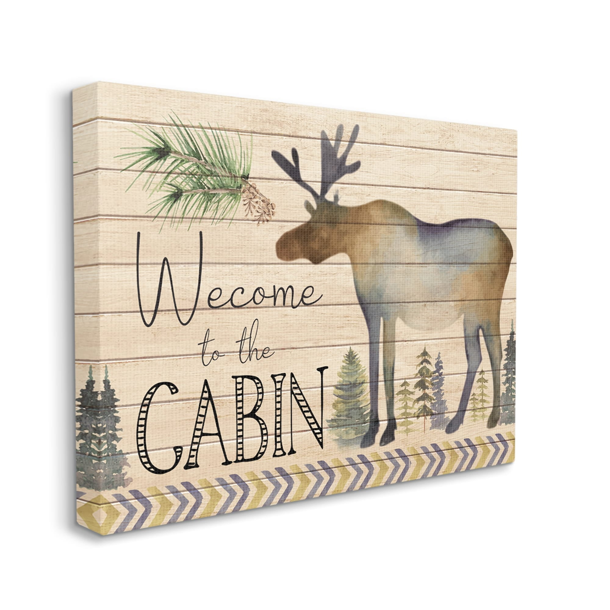 Stupell Welcome To The Cabin Moose Silhouette Animals & Insects Painting Gallery Wrapped Canvas Print Wall Art