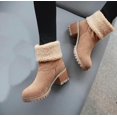 thumbnail image 4 of SACFOF Snow Boots for Winter, Ladies Casual Fashion Ankle Booties, Fleece Lined Mid Calf Boots, Comfortable Slip On Chunky Block Heels Suede Outdoor Shoes, 4 of 6