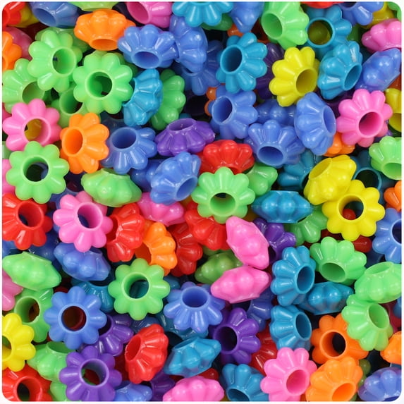 BeadTin Circus Mix Opaque 10mm Floral Ring Craft Beads (2oz)