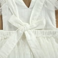 thumbnail image 6 of Seyurigaoka Baby Girls Outfit Lace Splicing Fly Sleeve Backless Romper Headwear, 6 of 10