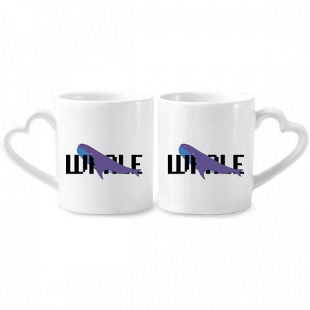 

Whale Mosaic Language Travel Couple Porcelain Mug Set Cerac Lover Cup Heart Handle
