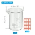 thumbnail image 2 of Vaso de precipitados de 25 ml, 4 unidades, vaso medidor de vidrio graduado de borosilicato, tazas de laboratorio, seguras para calor, transparentes con pico, etiqueta para líquidos., 2 of 6
