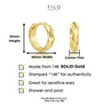 thumbnail image 4 of Tilo Jewelry 14K Yellow Gold Round Huggie Hoop Earrings with Diamond-Cut Engraving | 10mm Small | Dainty Everyday Earrings for Women, Men, Unisex, 4 of 9
