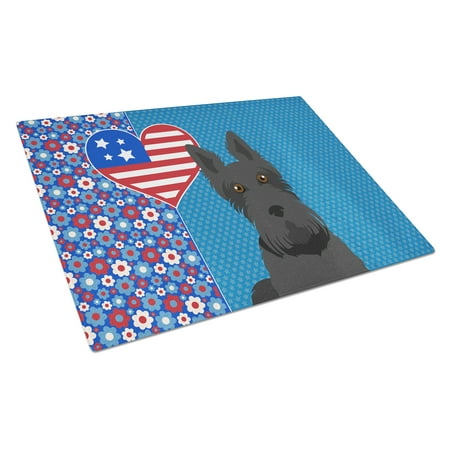 

Black Scottish Terrier USA American Glass Cutting Board Large 12 in x 15 in