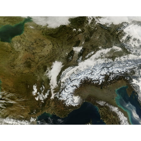 December 20 2007 - True-color view of snow fog and low clouds in western Europe Poster