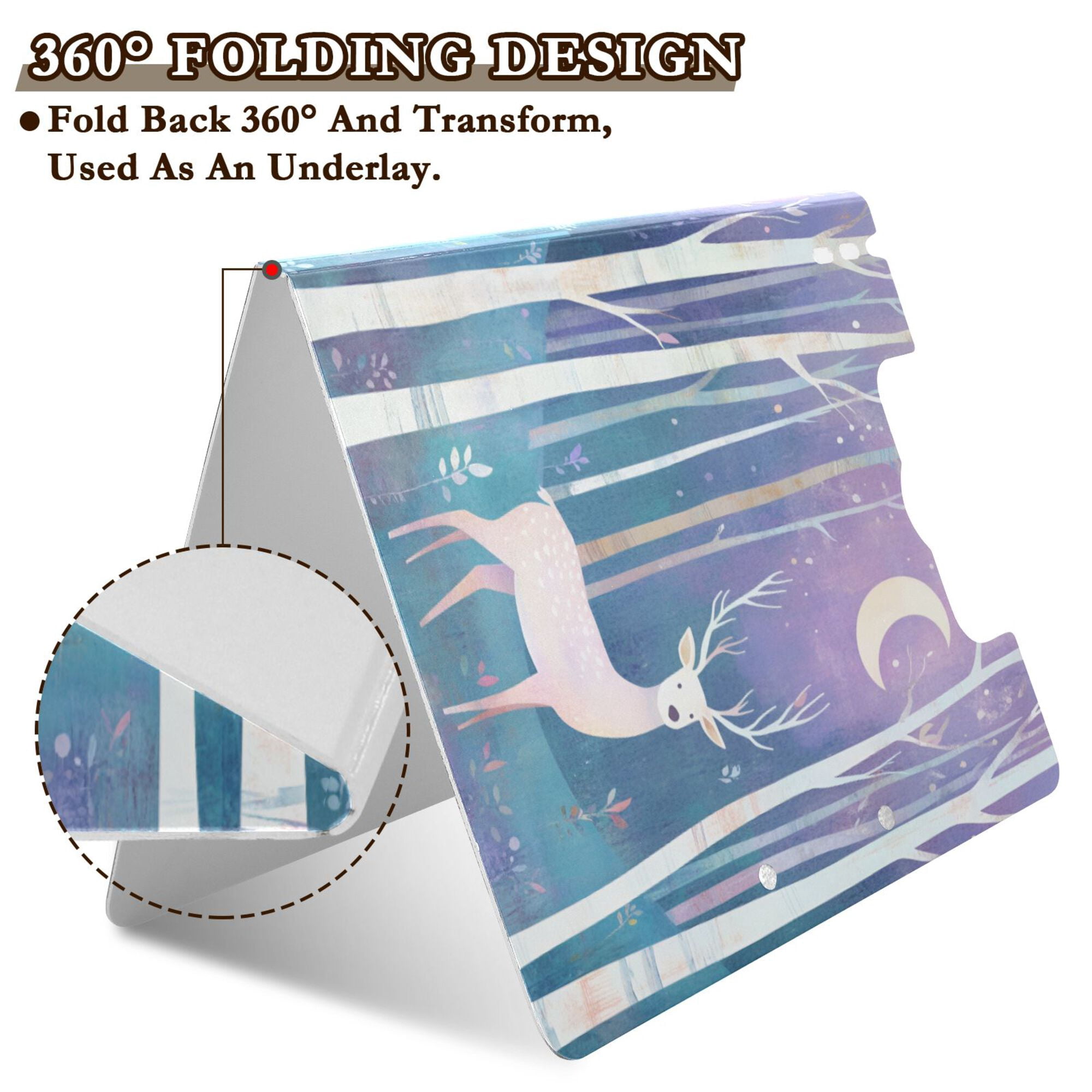 FORMRS A4 Clipboard Folder with Pen Holder Horizontal Foldable School Office Binder, Purple Night Deer