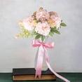 thumbnail image 3 of Artificial Silk Rose Peony Flower Bouquet Wedding Home Decor Centerpiece Table Arrangement Faux Floral Stem Handheld Road Guide Party Office Living Room Vase Filler Decoration Gift Bouquet Set, 3 of 5