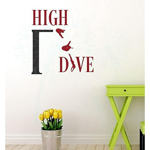High Dive Vinyl Lettering Art Wall Decals Stickers Swimming Girls Room Décor Red-Black