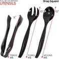 thumbnail image 4 of Disposable Serving Utensils - Set of 18 Party Utensils, 6 Each 6" Tongs, 10” Spoons, 10” Forks, Black, 4 of 7