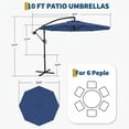 thumbnail image 2 of 10FT Patio Umbrella with Solar LED Hanging Lights,Cantilever Umbrella,Tilt Adjustment,Blue, 2 of 6