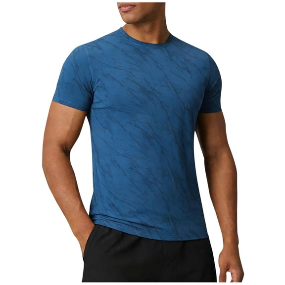 MOJOGO Athletic Shirts for Men Printed Quick Dry Summer Short Sleeve Pullover Tops Moisture Wicking Shirt for Summer Daily & Outdoor Activities 3XL