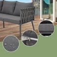 thumbnail image 2 of Vicluke 5 Pieces Patio Furniture Set, 5-Seat Outdoor Furniture Woven Sofa Set with Ottoman, Waterproof Cushion Seating, Patio Conversation Set for Garden, Porch, Backyard (Dark Gray), 2 of 5