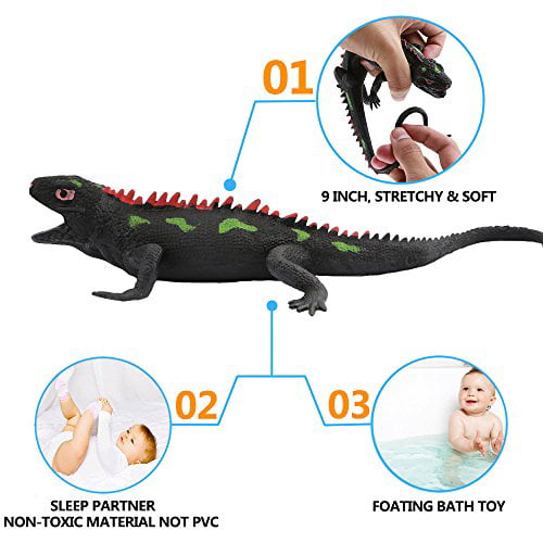 Lizards Toys,9-inch Rubber Lizard Set ,Food Grade Material TPR Super 6 PACKS 
