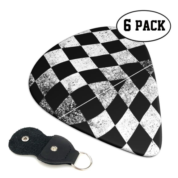 6pcs Set Checkered Flag Guitar Picks Plectrums for Bass Electric Guitar Acoustic Guitar Lovers Guitarists