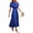 Blue, variant on Womens Summer Midi Dresses Puff Short Sleeve V Neck Swiss Dot Pleated A Line Flowy Long Wedding Guest Dress