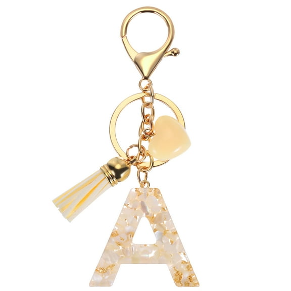 Uxcell Alphabet Initial Letter Keychain Resin Cute Keychains with Tassel Heart Letter A Pendant Charm