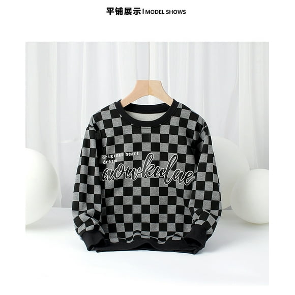 AAMILIFE Garçons Pull à Manches Longues Garçons Milieu Pull Imprimé à Carreaux Enfants Chemise à Fond Éponge