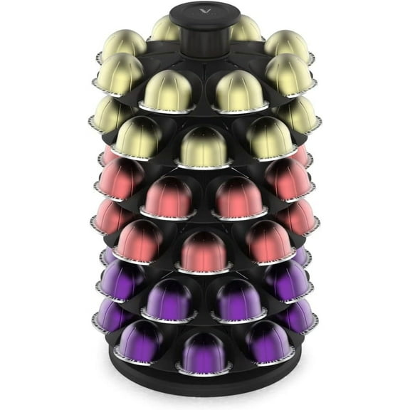 Visualz Coffee Pod Organizer Holder Carousel Compatible with Nespresso Vertuoline Capsules, Holds 48 Pods, NRS02