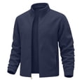 thumbnail image 4 of USNSM Mens Zip Up Sweatshirt Mock Neck Track Jacket Lightweight Fleece Full Zip No Hood Athletic Casual Long Sleeve Jackets with Pocket Blue S, 4 of 9