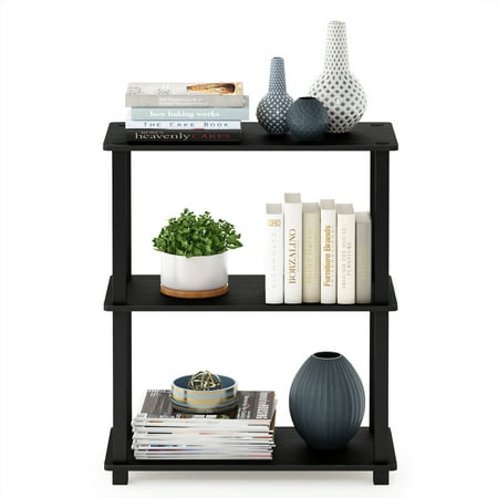 Furinno Turn-S-Tube 23.6 W x 11.4 D x 29.5 H 3-Shelf Decorative Shelves, Black