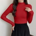 thumbnail image 2 of Otvok Women Mock Neck Ribbed Sweater, Long Sleeve Slim Fit Pullover, Solid Stretchy Layering Top for Fall Winter Daily Outfits, 2 of 7