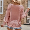 thumbnail image 4 of Women's Long Sleeve Round Neck Tunic Shirts Lantern Sleeve Casual Solid Ruffled Blouses Pink,M, 4 of 6