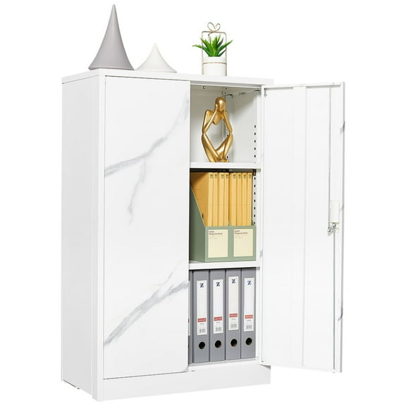 M optimized 42" Folding Storage Cabinet Metal Filing Storage Cabinet with Lockable Door, Adjustable Shelves for Office School Home Garage