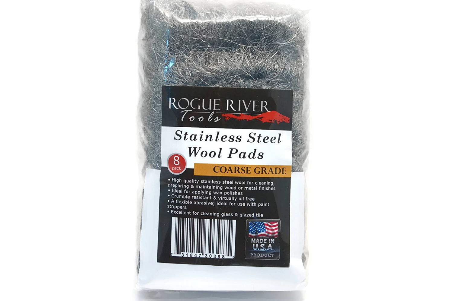 434 Stainless Steel Wool, COARSE Grade 8 pad pack by Rogue River