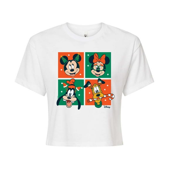 Disney - Mickey And Friends Christmas - Juniors Cropped Cotton Blend T-Shirt