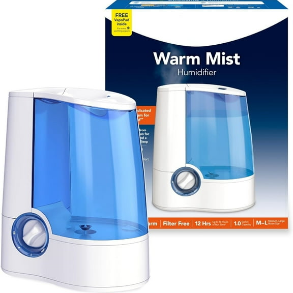 Warm Mist Humidifier - Air Humidifier for Bedroom, Home & Large Room, Baby, Kids and Adults Soothing Steam Vaporizer for Cough, Congestion, Allergies & Dry Air,