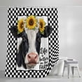 thumbnail image 3 of Life Is Better on The Farm Shower Curtain, Rustic Cow Sunflower Black White Plaid Waterproof Shower Curtain Set with 12 Hooks Lightweight Bath Curtains Fabric Bathroom Decor 60x72 Inches, 3 of 9