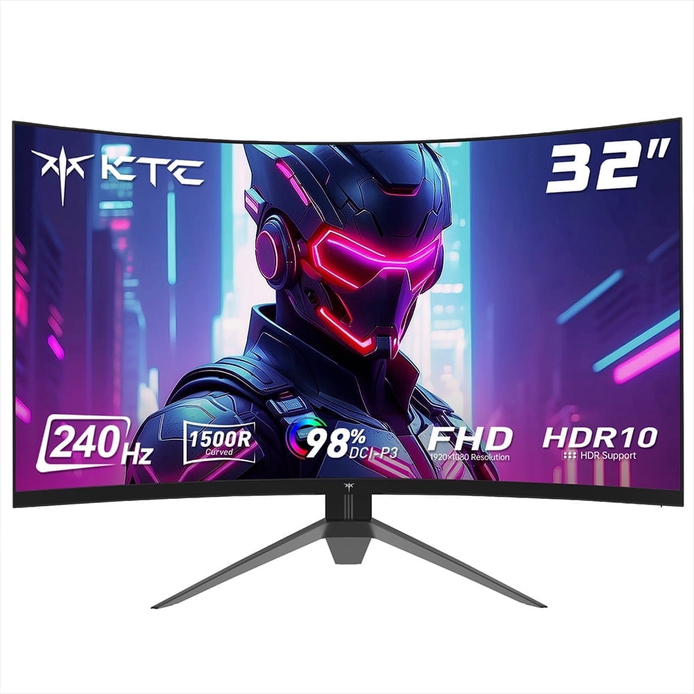 KTC 32 Inch 240Hz Curved Gaming Monitor 1500R 1080P 125% sRGB 1ms, FreeSync/G-Sync HDR10, HDMI/DP/USB Ports, VESA, Tilt Adjustable, Xbox PS5 Switch, Black