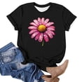 thumbnail image 4 of HOMBOM Womens T Shirts Graphic Tees Crew Neck Black Short Sleeve Floral Summer Tops for Ladies, 4 of 5