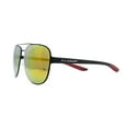 thumbnail image 4 of Mens Xloop 90s Classic Officer Cop Sport Rectangle Metal Sunglasses Black Red Orange Mirror, 4 of 4