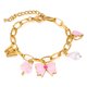 thumbnail image 1 of Pulsera con dijes a la moda para mujer de acero inoxidable chapada en oro, 1 of 4